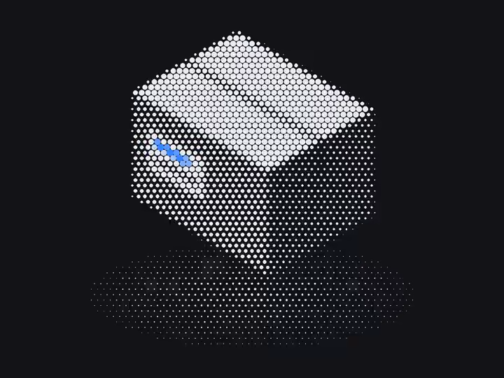 Halftone drawing of a sealed carton with a label